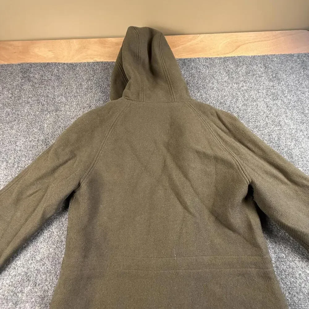 J.Crew Women's Olive Green Wool Hooded‎ Pea Coat Size 8 #H